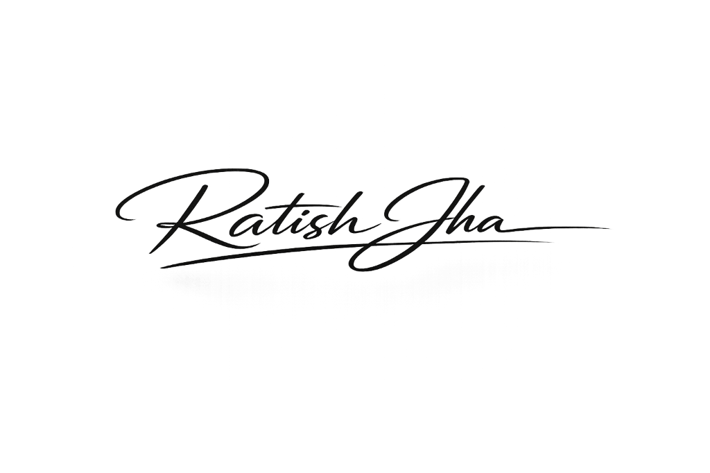 Ratish Jha Signature Logo